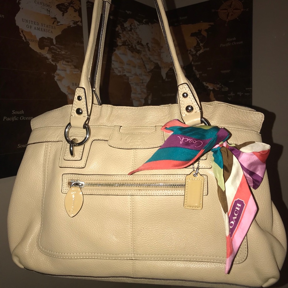 Cream coach purse